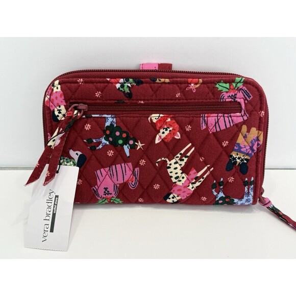 Vera Bradley Wristlet Holiday Hounds ID cardholder Wallet Cotton 2024 Dogs - Picture 2 of 8